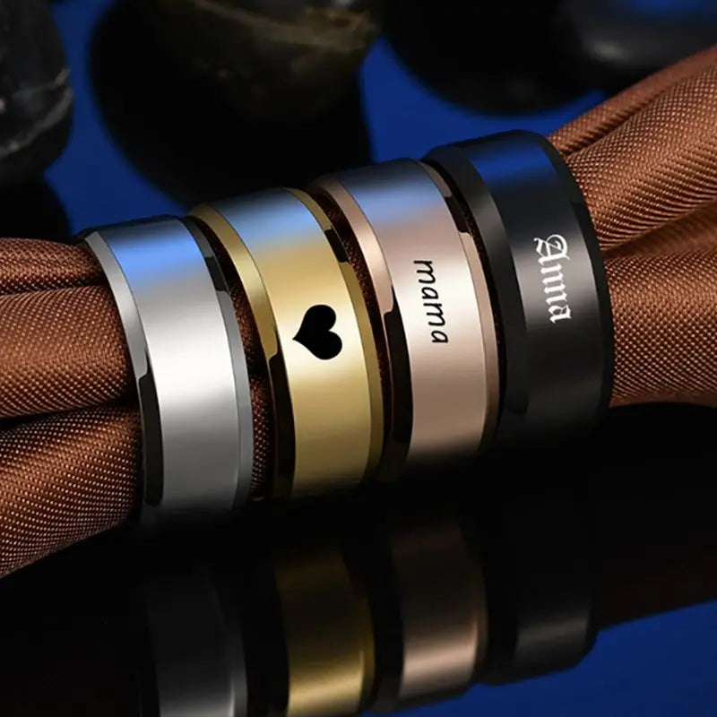 Anillo de joyería con dijes de moda para hombres y mujeres, anillos negros de acero inoxidable, banda de compromiso de boda, espejo de calidad, joyería masculina personalizada