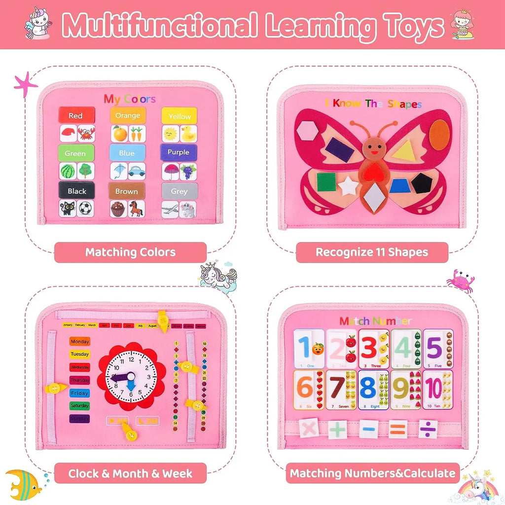 Juguetes Montessori, tablero ocupado, tablero de desarrollo de actividades sensoriales para niños pequeños para habilidades motoras, juguetes educativos de actividades de viaje