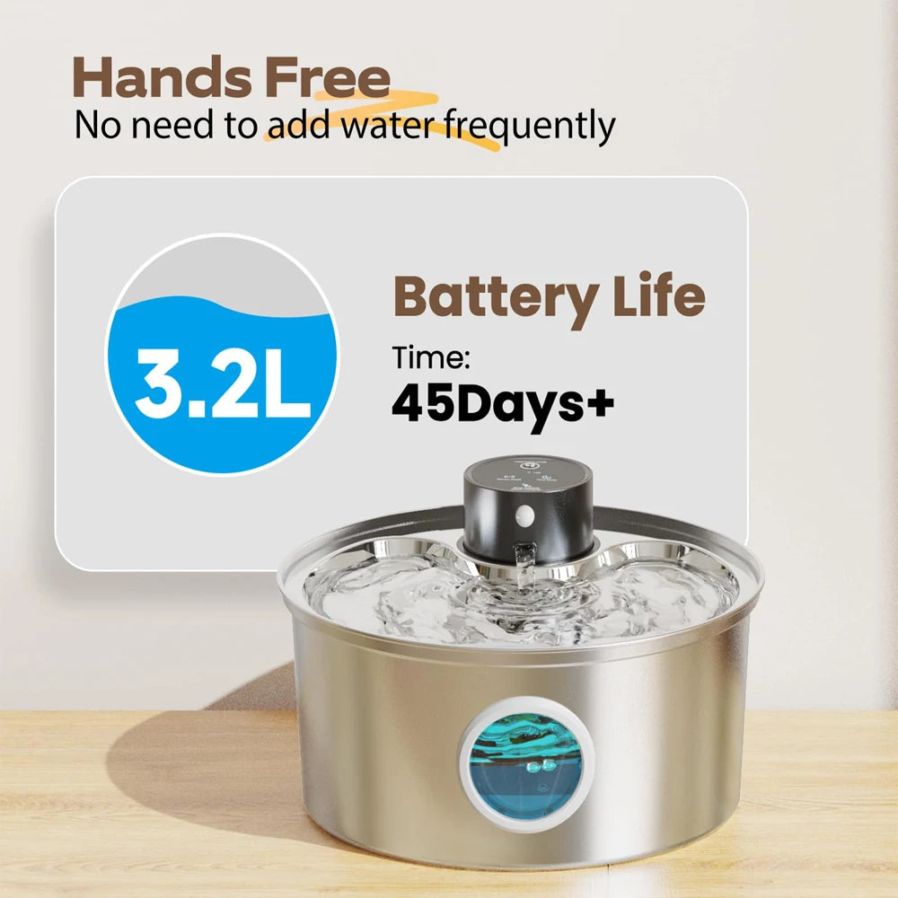 Fuente de agua para gatos con recarga de 3,2l, 5V, USB, Sensor automático, fuente de agua para perros y gatos de acero inoxidable, múltiples cuencos para beber para mascotas