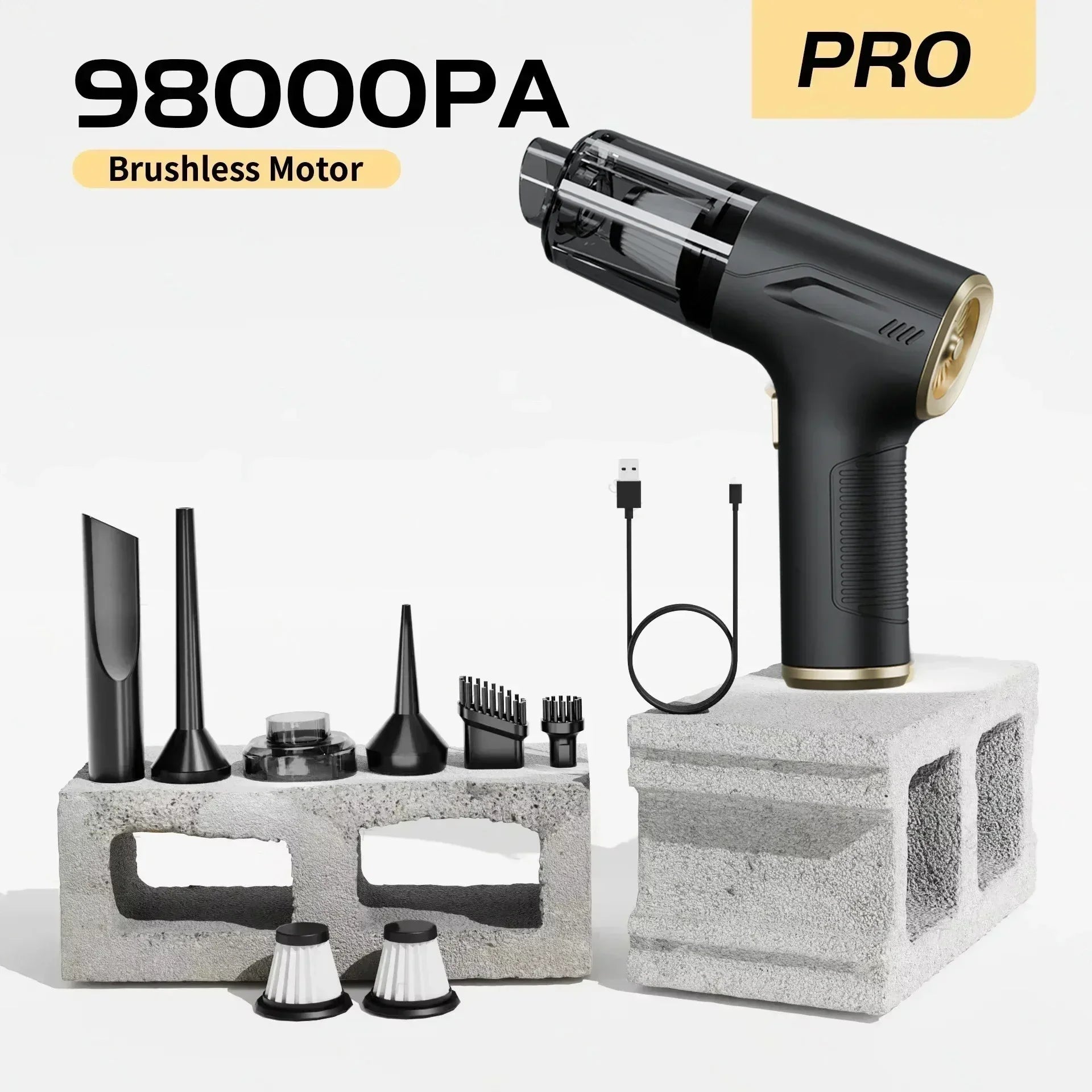 CENRR 98000PA Mini aspiradora de coche inalámbrico potente limpiador de coche inalámbrico aspiradora portátil de mano pistola de aire