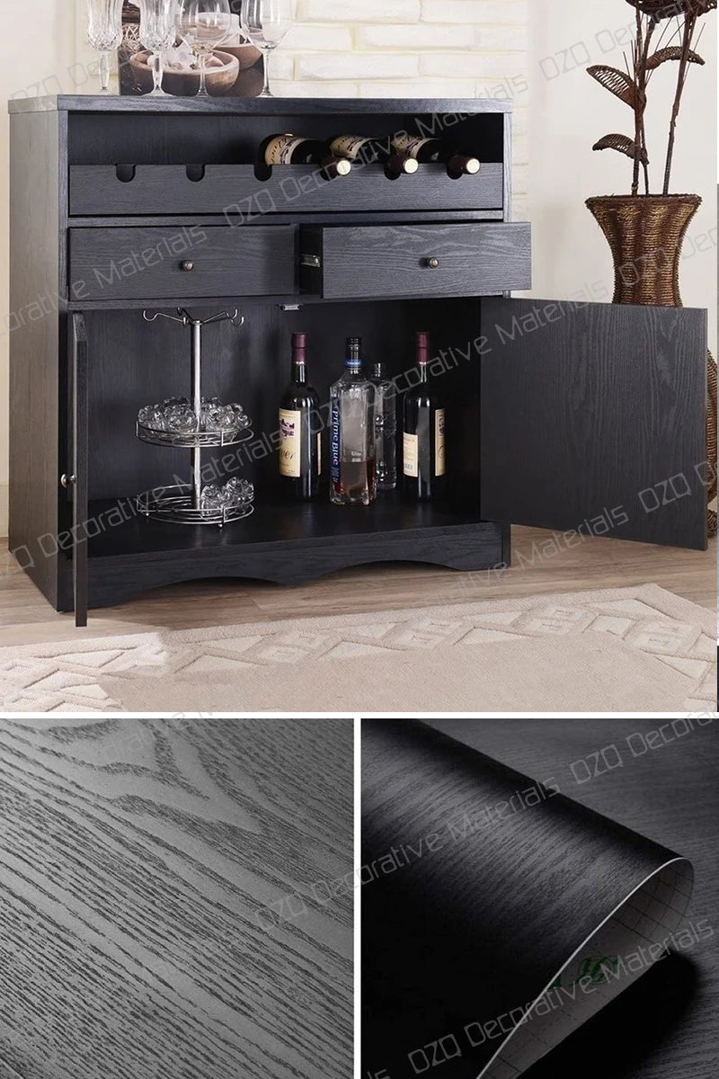 Papel tapiz impermeable de Color sólido, autoadhesivo para habitación, armario blanco y negro, pegatina de pared mate para muebles de cocina, ancho personalizable