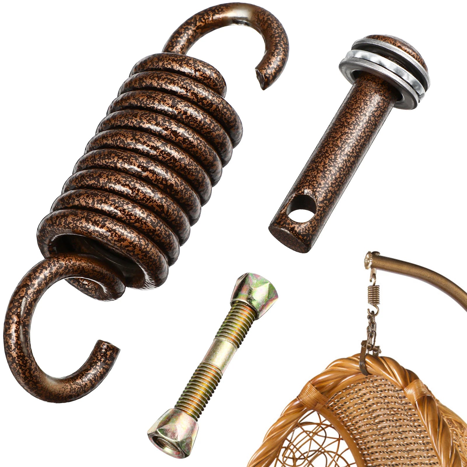 Juego de gancho de repuesto para hamaca de acero inoxidable, Kit de hebilla de resorte con perno de tornillo, piezas de ajuste de silla colgante duraderas para porche, 1 Juego