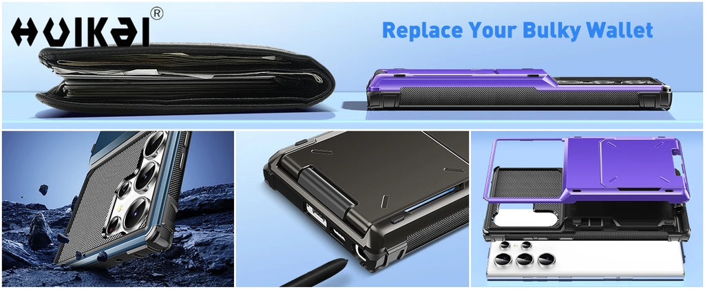 Funda con Tarjetero para Samsung Galaxy S26 Ultra S25 S24 S23 S25 FE A17 A56 A37, Funda Protectora Resistente con Ranura Oculta para Tarjetas