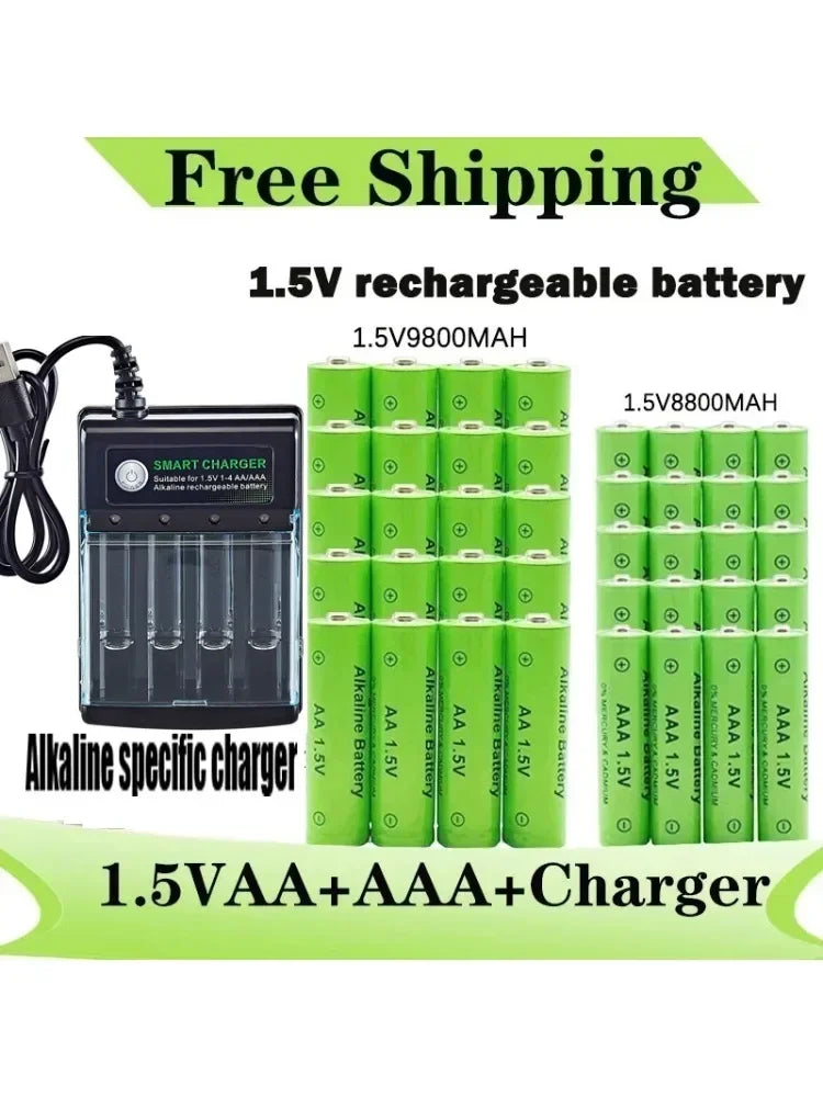 Batería recargable Original 1,5 V AA9800mAh + AAA8800mAh + cargador para ordenador reloj Radio videojuego cámara Digital AA AAAbattery
