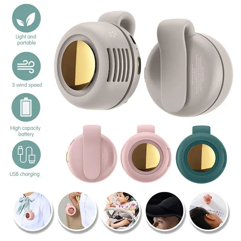Ventilador pequeño portátil silencioso, miniventilador eléctrico sin aspas, carga USB, ideal para niños y adultos, regalo ideal para viajes al aire libre y oficina