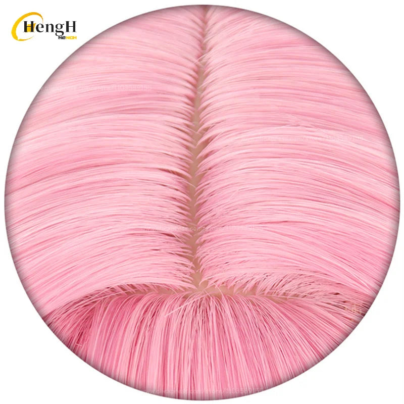 En Stock Anime LI TIANXI pelo sintético largo 55cm Rosa doble cola de caballo Cosplay Anime peluca pelo resistente al calor pelucas de fiesta + gorro de peluca