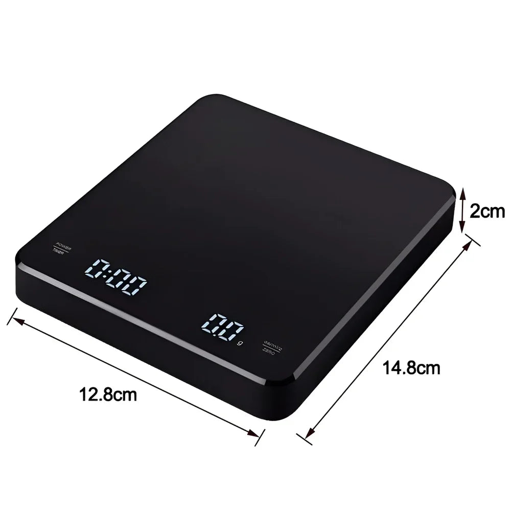 1 Juego de báscula de café electrónica con almohadilla de silicona báscula de café Digital con temporizador pantalla LED carga USB uso en cafetería en casa buen regalo