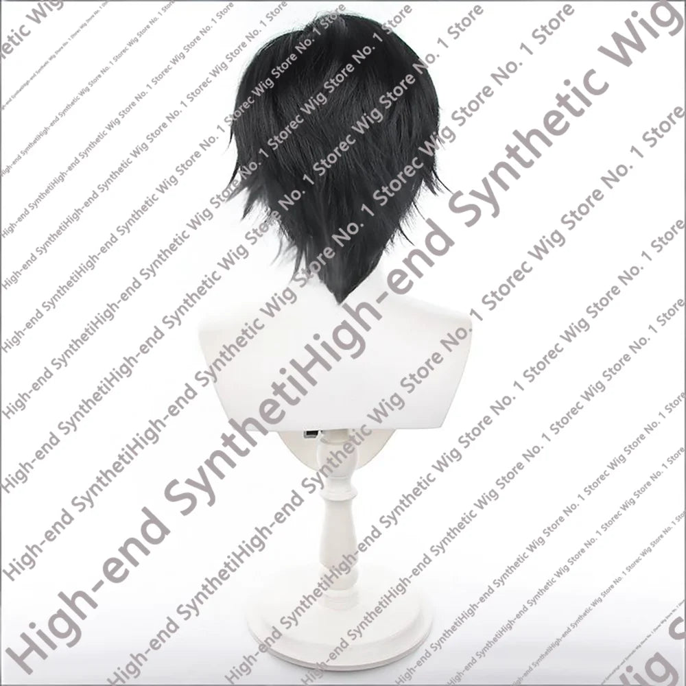 Peluca de Cosplay de Fushiguro Toji, Jujutsu Kaisen, peluca corta negra y esponjosa para hombre, pelo Universal de Anime resistente al calor para Halloween Comic Con