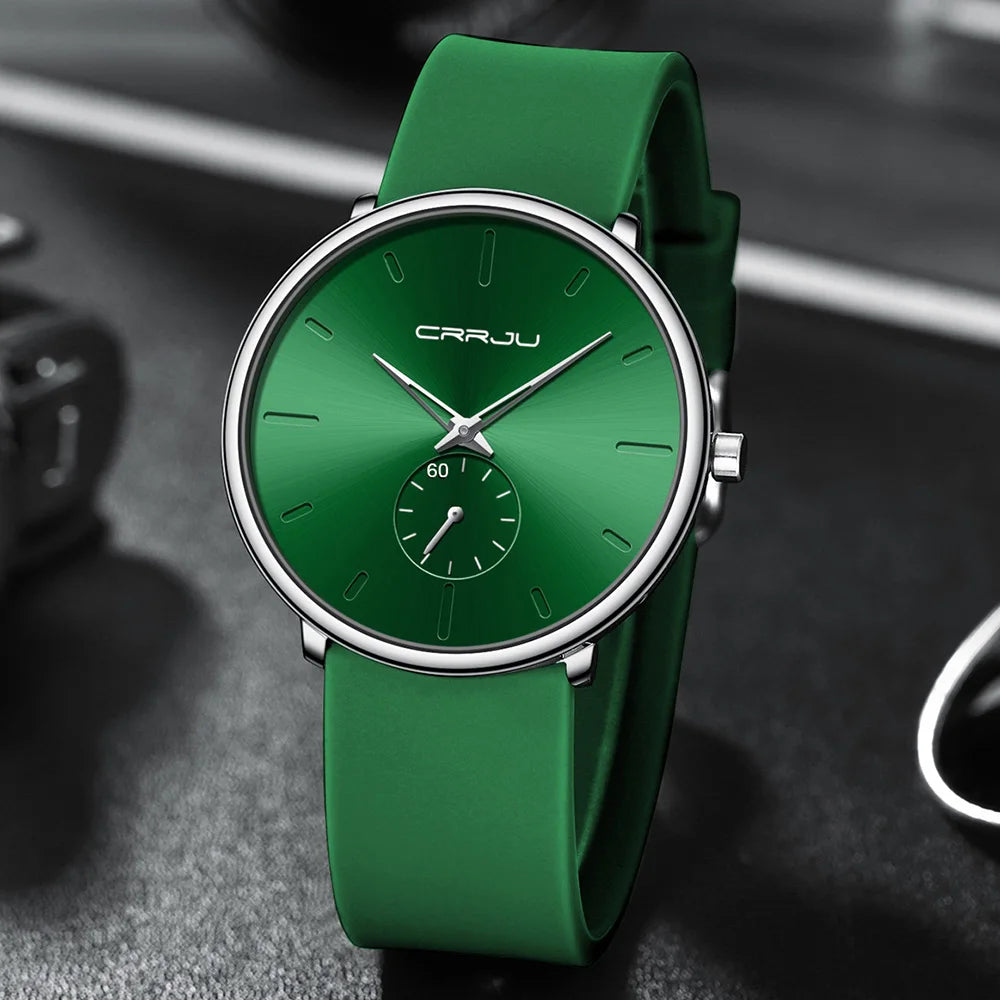 CRRJU-Conjunto de relojes de silicona informales para hombre y mujer, relojes de pulsera de cuarzo con esfera Simple, reloj de vestir para mujer