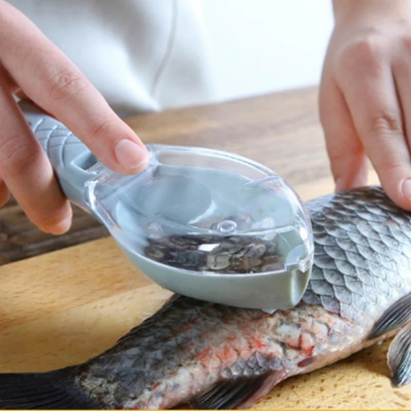 Raspador de báscula doméstica de cocina con tapa, raspador de escamas de pescado, descalcificación Manual, cepillado de herramientas de pesca