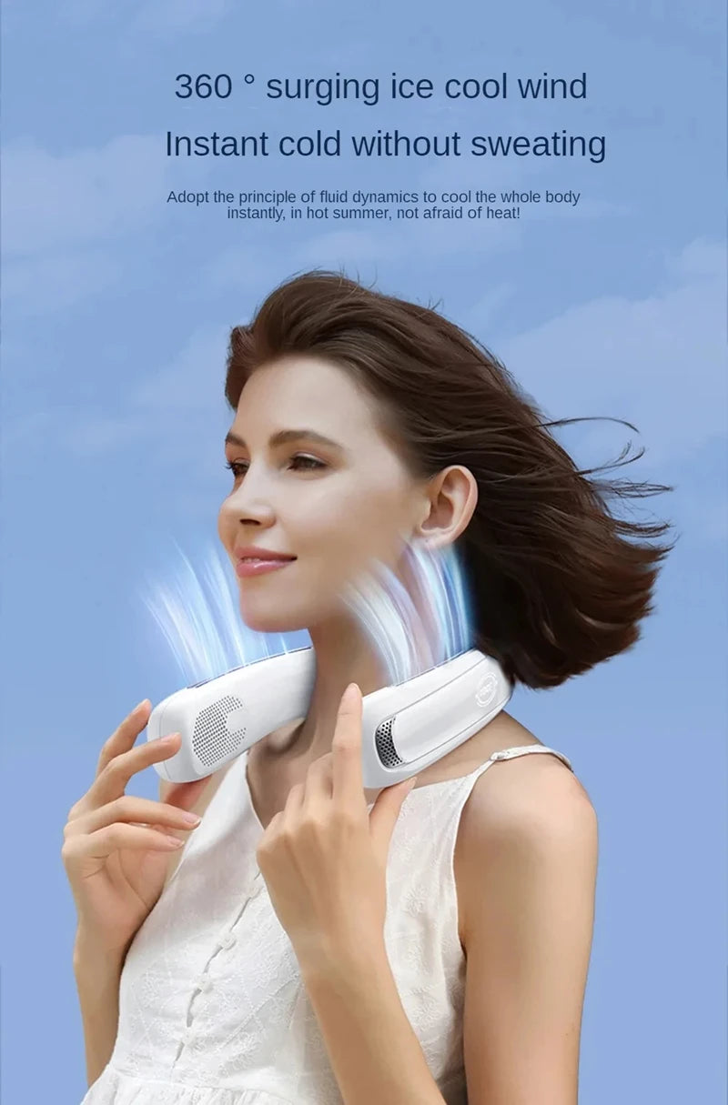Nuevo ventilador de cuello portátil de 15000mAh pantalla Digital inteligente USB recargable al aire libre ventilador de cuello de enfriamiento silencioso sin aspas para verano