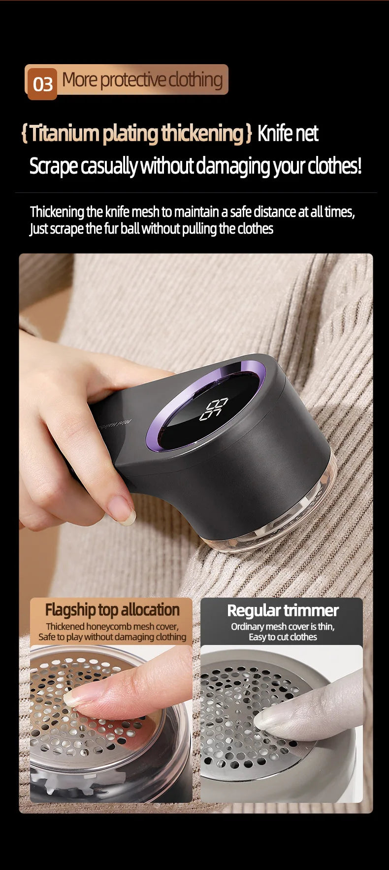 Dispositivo de depilación de cabello para ropa, dispositivo de depilación de cabello de partículas eléctrico Digital portátil LED, dispositivo de eliminación de fieltro recargable por USB