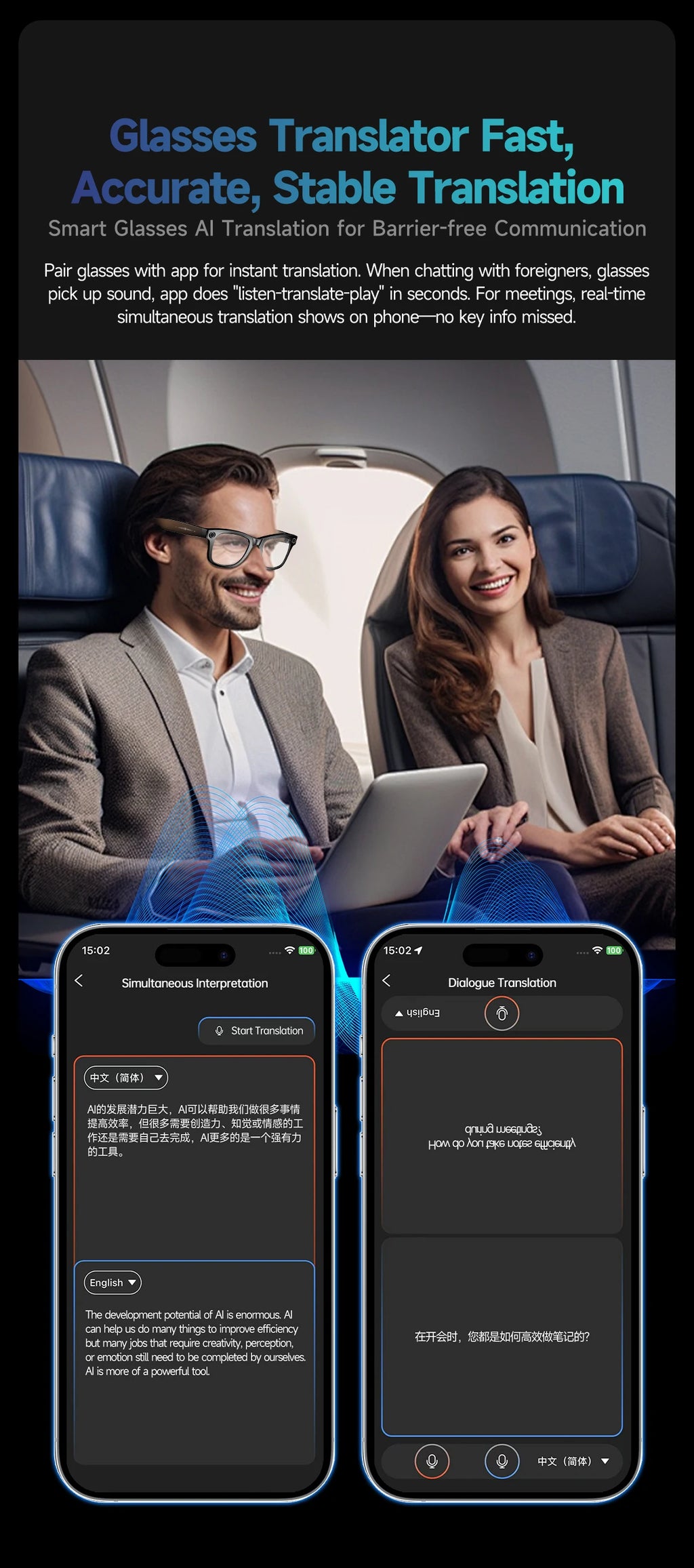 Gafas Inteligentes 2026 Nueva Versión con Cámara, Grabación de Video, Reconocimiento de Fotos por IA, Llamadas Bluetooth, Traducción de Voz, Gafas de Sol para Hombre