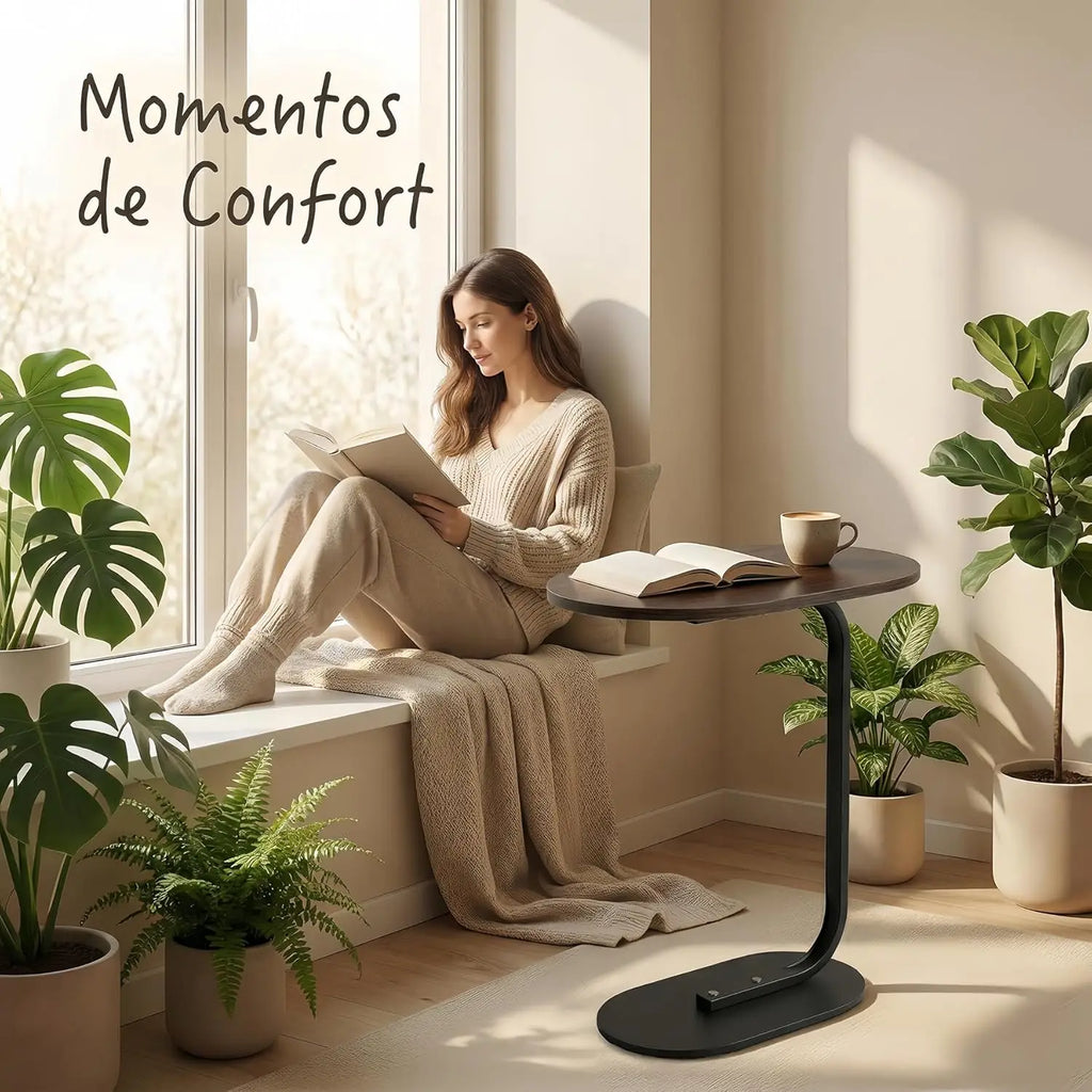 Cómoda Ovalada de Metal Marrón Retro para Sala o Dormitorio, 40x28x60 cm