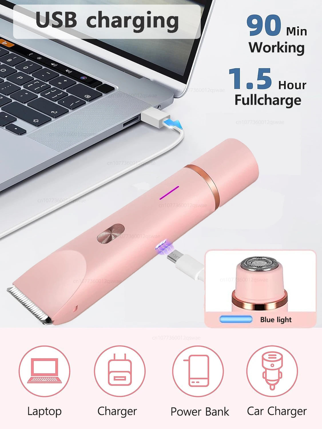 Afeitadora Eléctrica para Mujer, Recortadora de Bikini, Maquinilla de Afeitar Eléctrica de Doble Cabezal, Impermeable, Sin Dolor, Recortadora de Vello Púbico