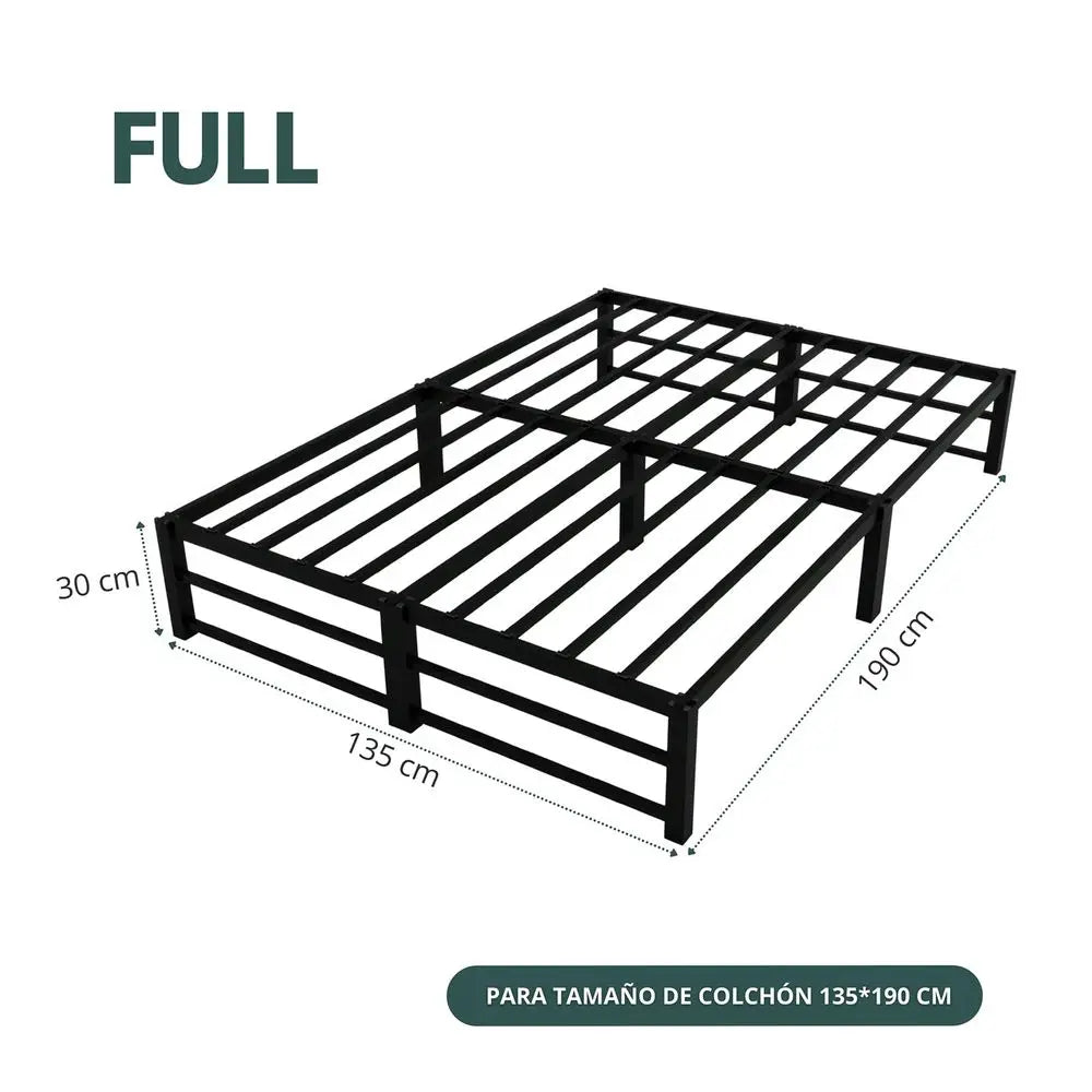 Cama Matrimonial Diseño Sin Tornillos 190x135x30CM, Marco de Metal con Plataforma, Gran Espacio de Almacenamiento, Base de Cama