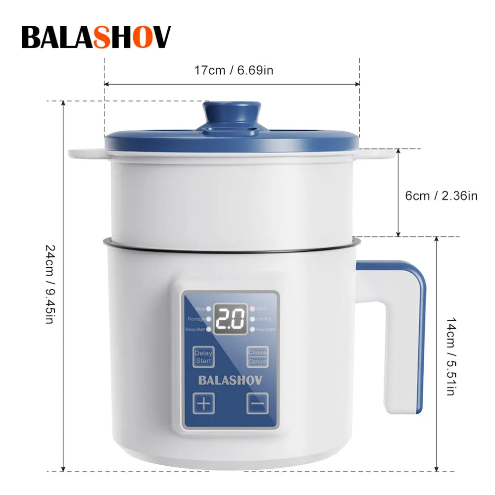 Olla arrocera eléctrica individual de doble capa, Mini cocina automática inteligente para el hogar, enchufe europeo de 220V, multicocina de arroz al vapor P