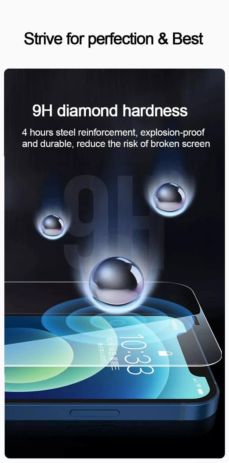 2 uds vidrio templado para IPhone 14 13 12 11 Pro Max Protector de pantalla para IPhone 12Mini 13Mini 7 8 15 Plus SE X XS XR 14Pro vidrio