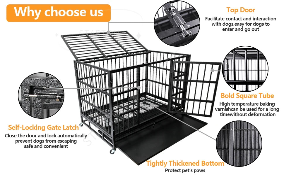 Jaula Plegable de Alambre Metálico Reforzado de Acero Inoxidable para Perros Grandes, Casetas Plegables para Mascotas, Jaulas para Perros Adultos en Oferta