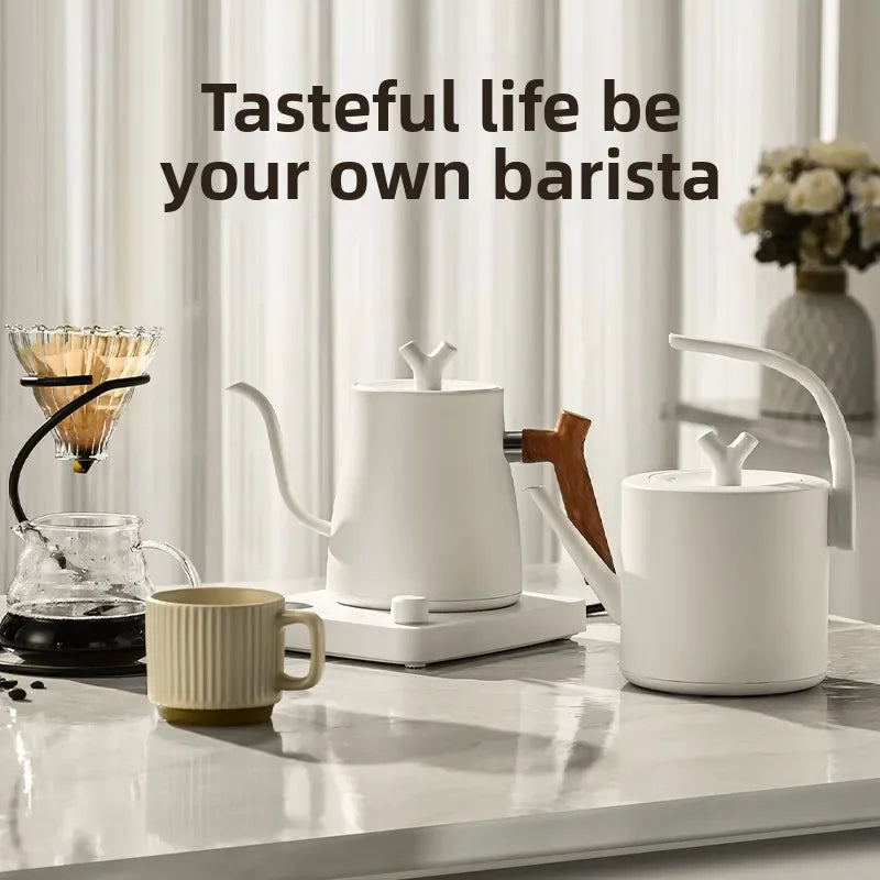Tetera eléctrica con cuello de cisne de 1000W, cafetera de acero inoxidable 304 de 1000ml, pantalla LED de temperatura inteligente para café y té