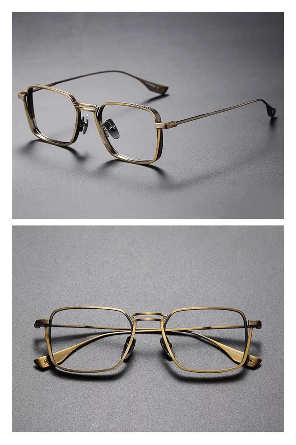 Gafas KLASSNUM para hombre, monturas ópticas de Metal cuadradas Vintage con lentes transparentes para hombre, gafas con lentes de luz azul, diseño de lujo