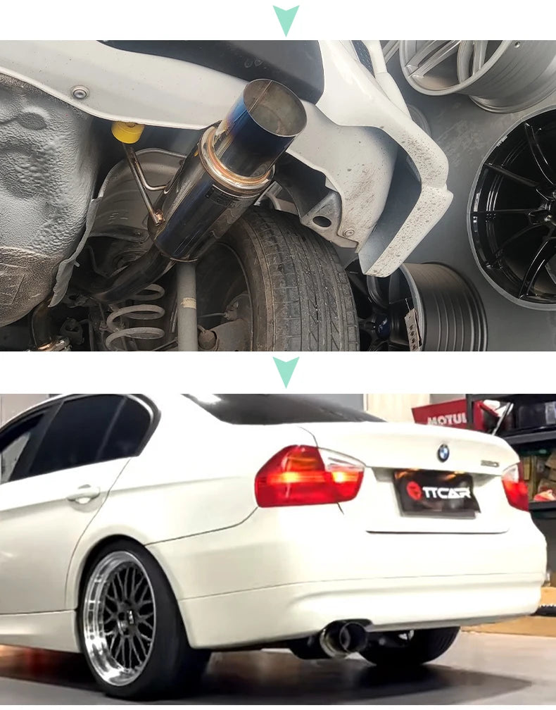 Tubo de escape de coche, piezas modificadas, silenciador HKS, tubo de escape recto, salida Universal 89MM, plata brillante, azul, acero inoxidable 51 63 76mm apto