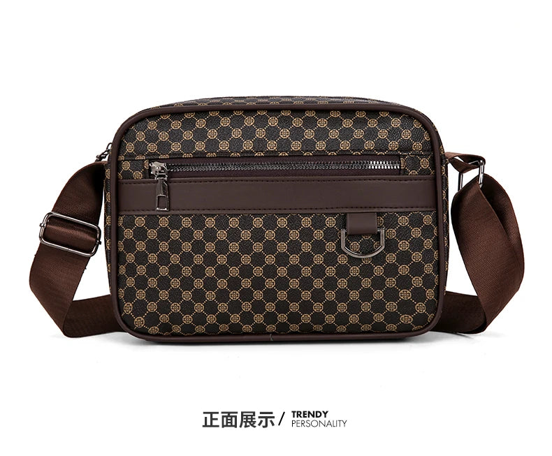 Bolso de hombro con estampado de moda para hombre, bandolera de mensajero de piel sintética, bolso de estilo Vintage para hombre, bolso de hombro, regalo para hombre