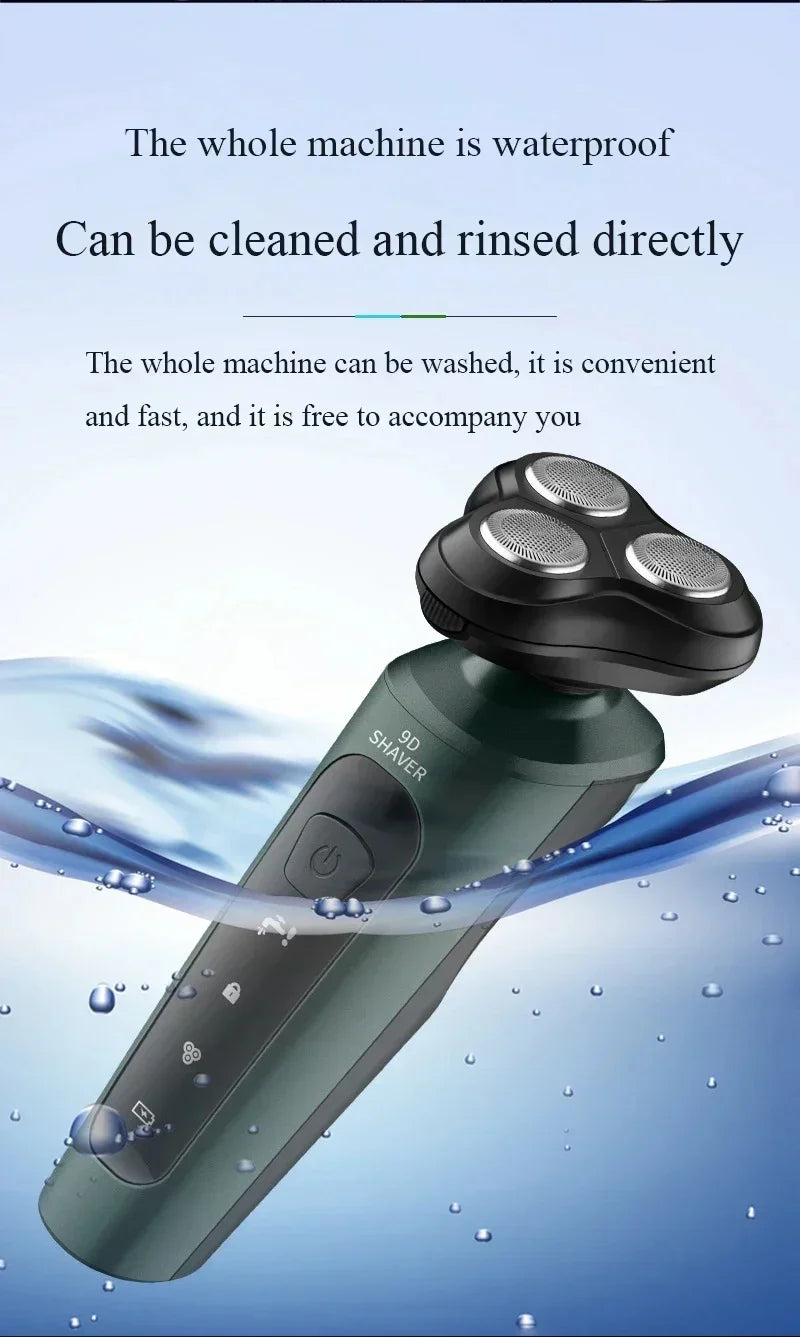 Afeitadoras eléctricas para hombres, resistente al agua, uso en seco y húmedo, recortador eléctrico, afeitadoras rotativas con batería recargable, máquina de afeitar