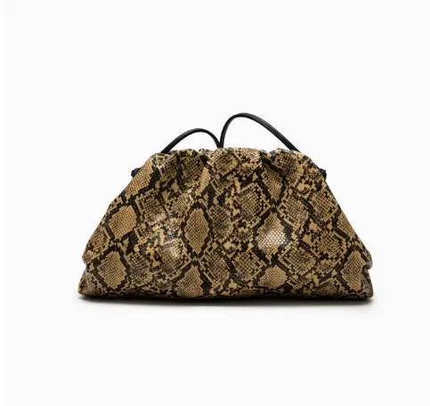 Bolsos de Mano con Diseño de Serpiente para Mujer, Bolso Tipo Dumpling, Clutch, Bandolera, Bolso de Hombro, Bolso de Diseñador de Lujo