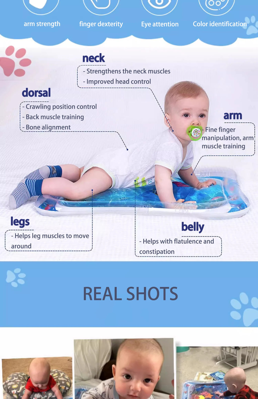 Juguetes para bebés, estera de juego de agua para el tiempo de la barriga, cojín inflable, educación temprana, estera de juego de agua para bebés y niños pequeños