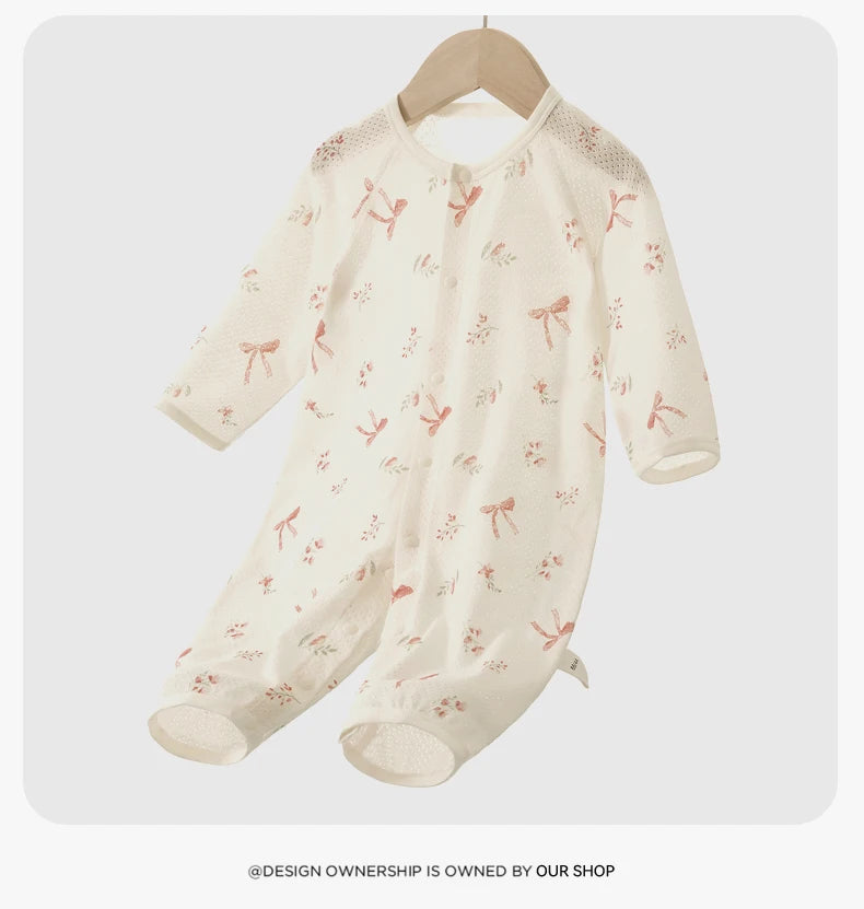 Traje de Verano para Bebés, de Algodón Puro, Manga Larga, Transpirable, Suave y Cómodo, con Aire Acondicionado