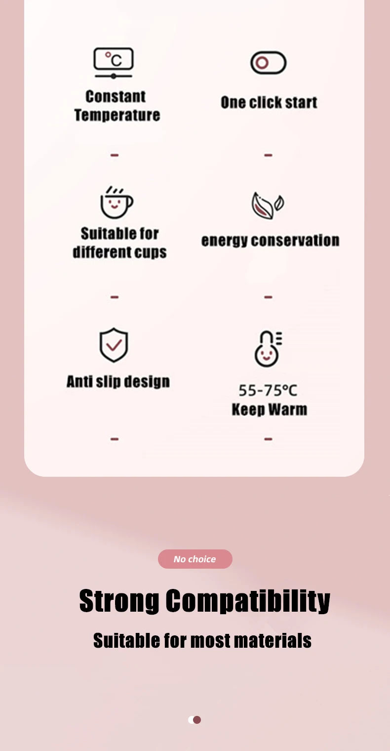 Posavasos de calefacción termostática USB, posavasos de calefacción para el hogar, ajuste de 3 velocidades, temperatura constante de 55 grados, 1 ud.
