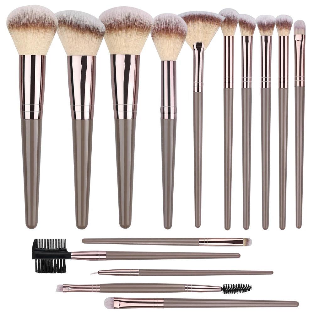 Juego de brochas de maquillaje marrones, herramienta de maquillaje suave portátil, base sintética Premium, correctores, sombras de ojos, maquillaje diario, 1-32 Uds.