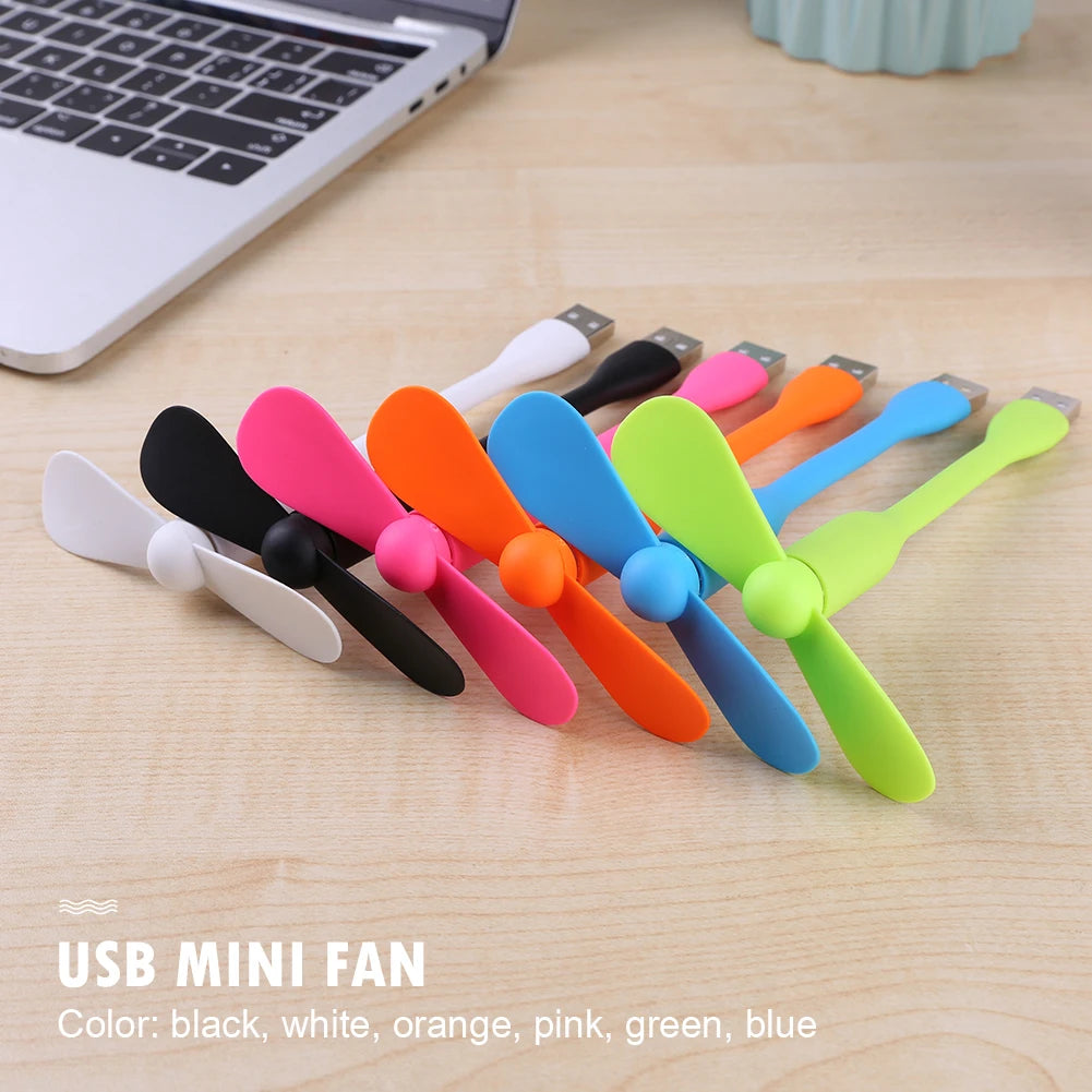 Mini ventilador USB, ventilador de refrigeración Flexible para banco de energía, portátil, PC, cargador de CA, ventilador de mano portátil, dispositivo de verano para ordenador