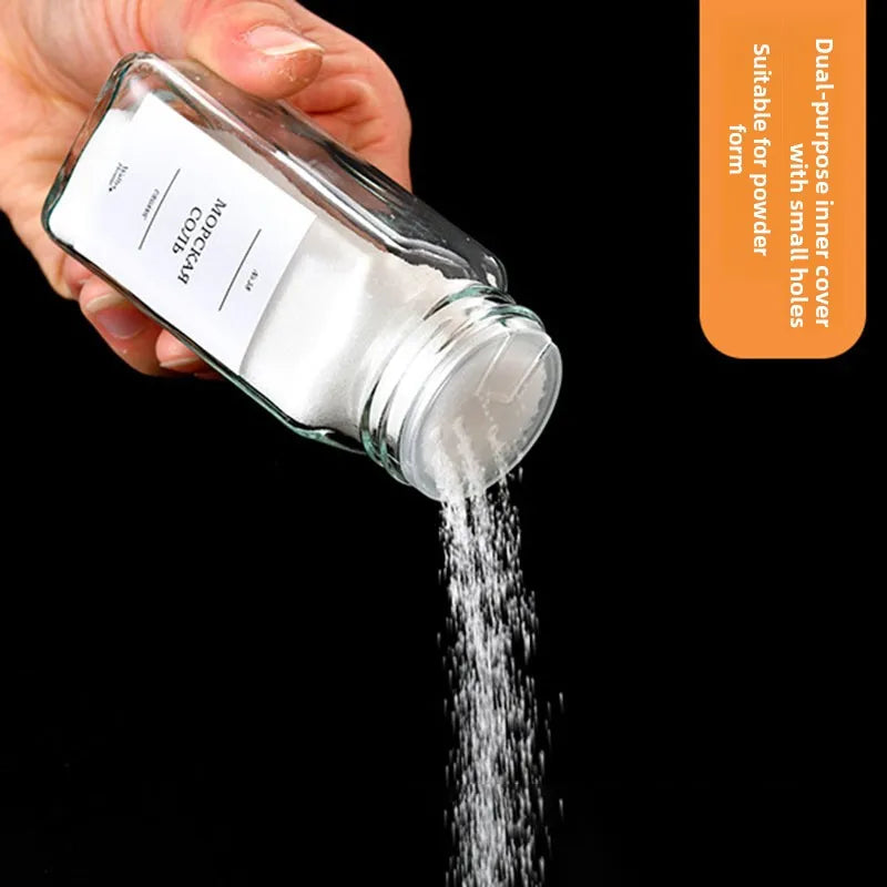 Botella de especias de vidrio para cocina, botella de condimentos para barbacoa con tapa, salero y pimienta, Mini juego de tarros de condimentos