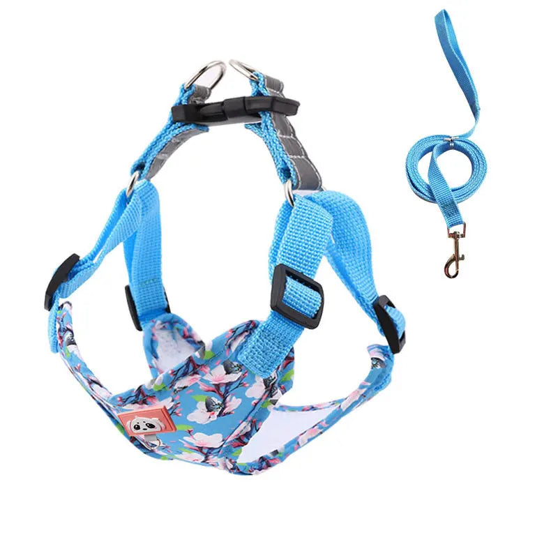 Conjunto de correa de arnés ajustable para perro, chaleco de Bulldog Francés, correa reflectante para cachorro y gato