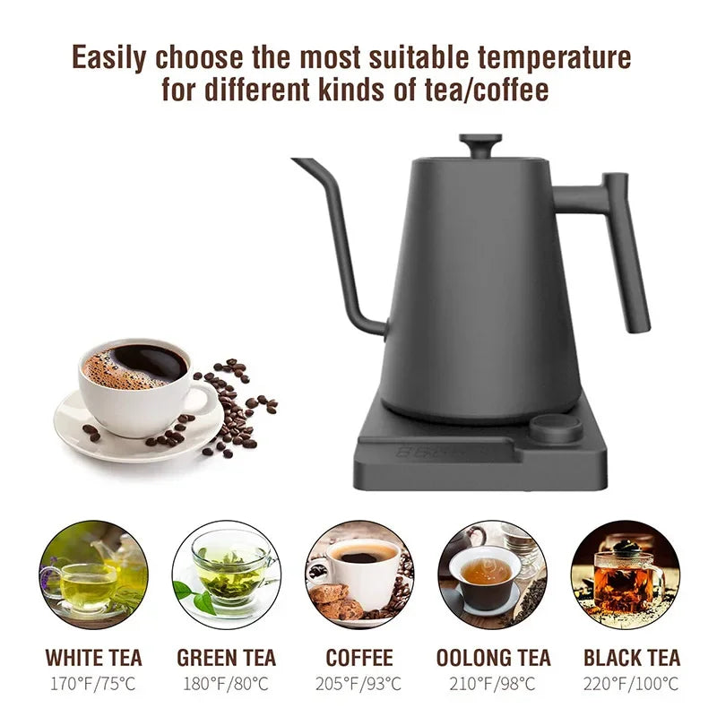 Hervidor eléctrico de cuello de cisne de 1200W con Control de temperatura, hervidor eléctrico para café y té, cafetera de 110v/220v