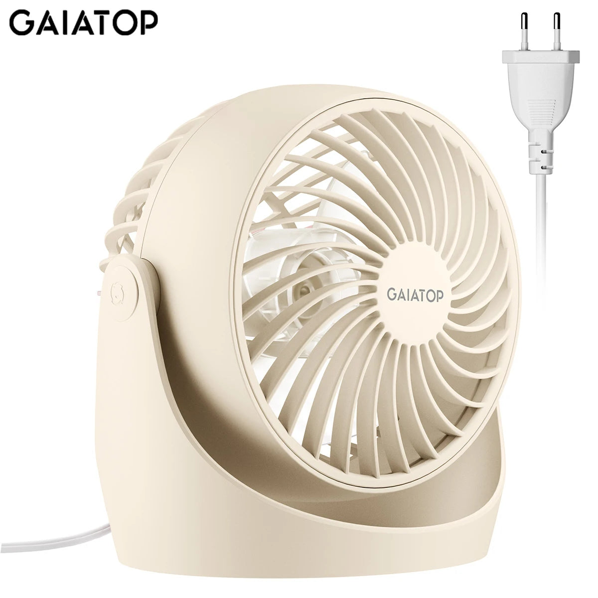 Ventilador circulador de aire Gaiatop, ventilador de escritorio portátil, ventilador de mesa, ventilador de dormitorio, ventilador pequeño de 5 pulgadas, 3 velocidades con 360 °   Inclinación ajustable