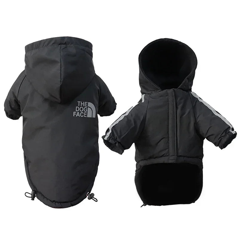 Ropa reflectante para mascotas, abrigo cálido impermeable para perros, chaqueta con capucha de algodón, cara de perro, ropa para perros pequeños, otoño e invierno