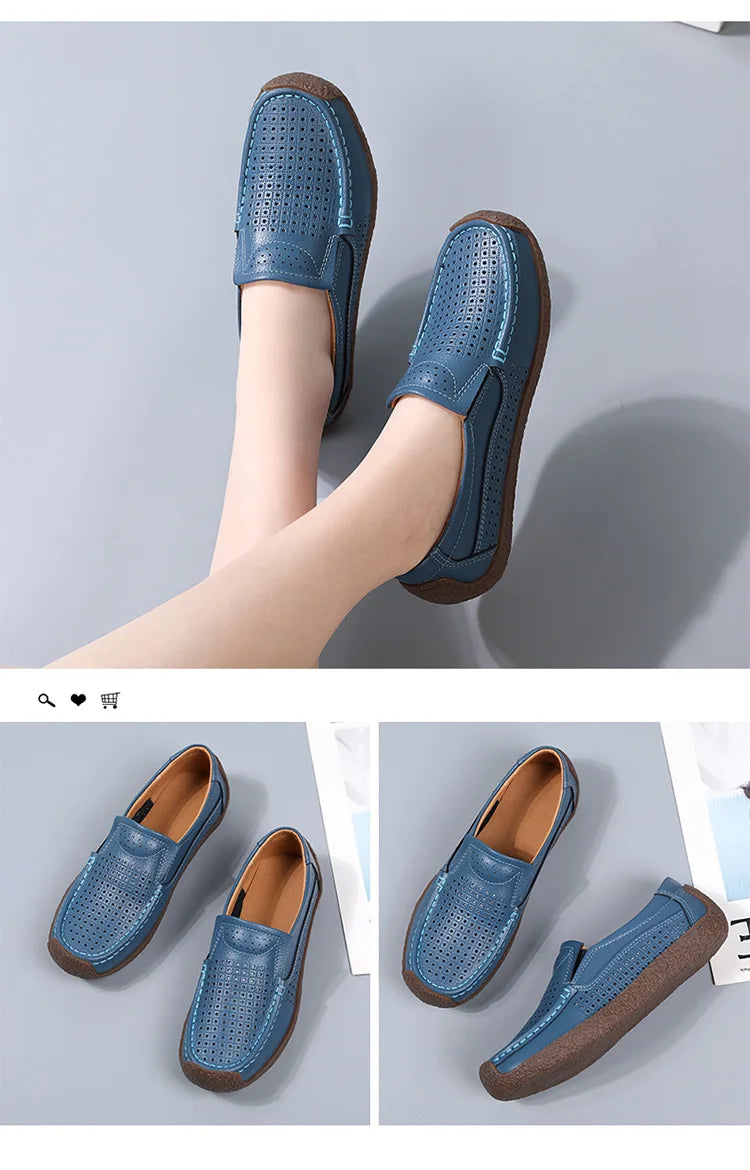 Zapatos informales De cuero genuino para Mujer, zapatillas De ocio, mocasines sin cordones De marca De lujo para Mujer, mocasines suaves para Mujer, Zapatos De Mujer