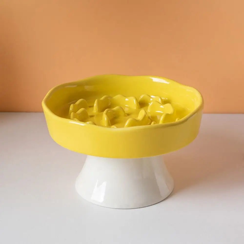 Cuenco de Cerámica para Gatos, Comedero Lento, Lindo, Multiusos, con Base Alta, Gran Capacidad, Antideslizante, Recipiente para Agua y Comida para Perros