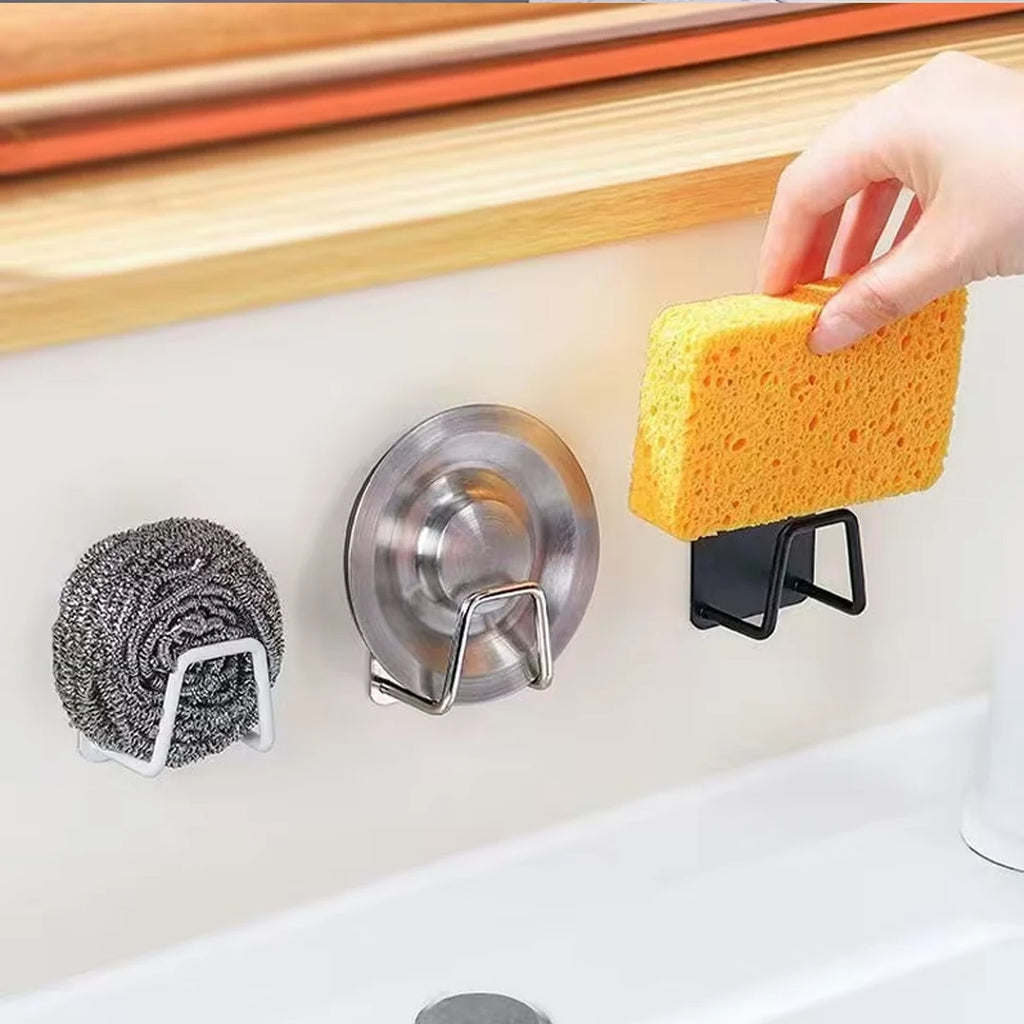 Soporte de Esponja para Montar en la Pared, de Acero Inoxidable, Organizador de Fregadero Autoadhesivo que Ahorra Espacio, para Fregadero de Cocina