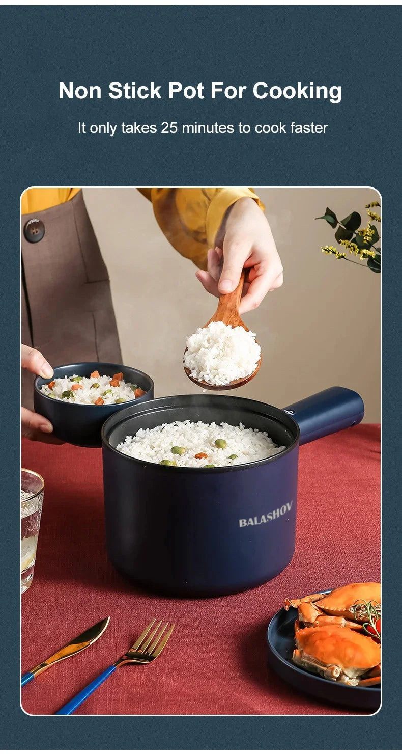 Mini Cocina eléctrica multifunción todo en uno, olla individual de doble capa para el hogar, olla para Fideos, olla caliente antiadherente, herramienta de cocina