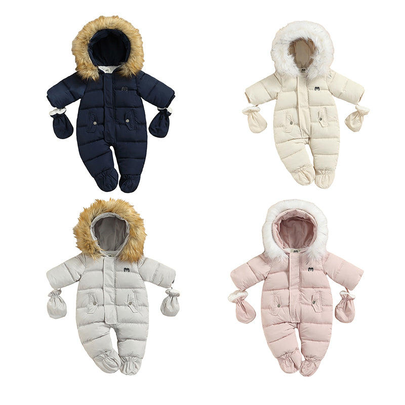 Traje de nieve de invierno para bebé de 0 a 24 meses, mono, abrigo, pelele, prendas de vestir cálidas, mono con capucha para niños y niñas