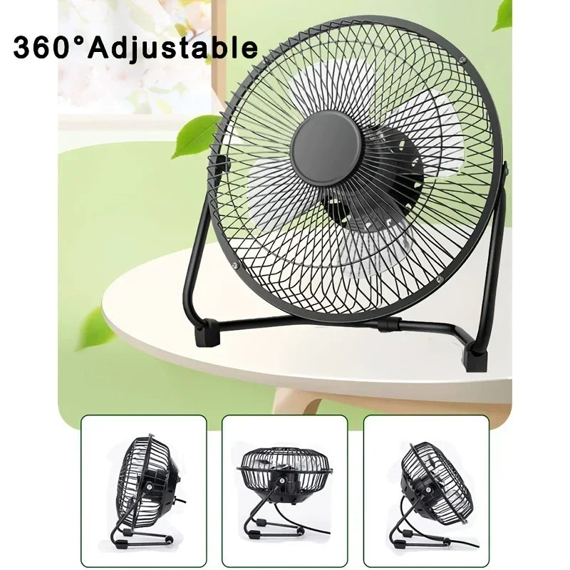 Ventilador de escritorio alimentado por USB 4/6/8 pulgadas 2 velocidades ajustables 4 aspas 360 °   Ventilador eléctrico portátil de rotación para computadora de oficina en casa