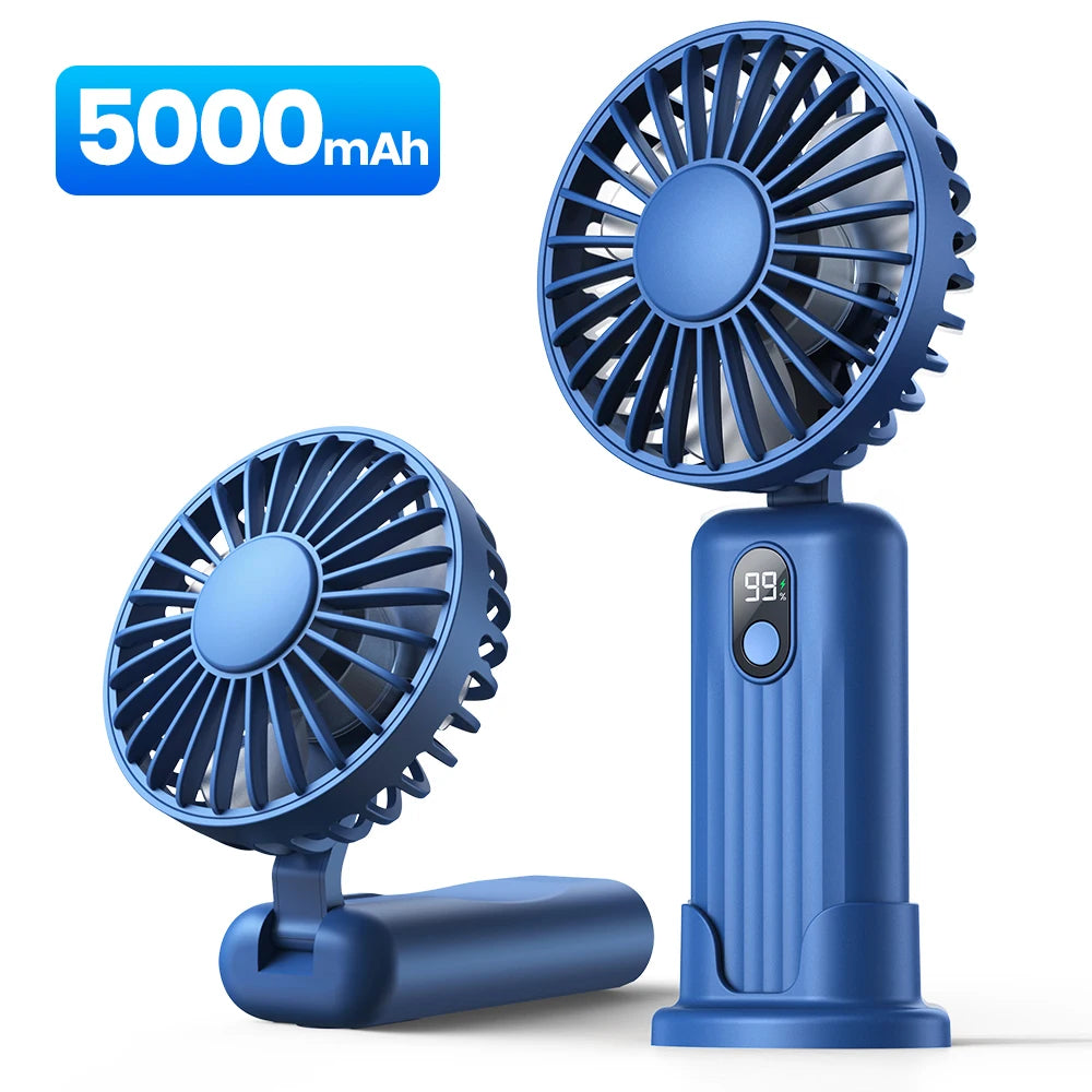 Mini ventilador portátil TOPK, ventilador de cuello de mano recargable por USB de 2400mAh, ventilador eléctrico Personal 3 en 1, ventiladores de pie para habitación, Camping, plegable
