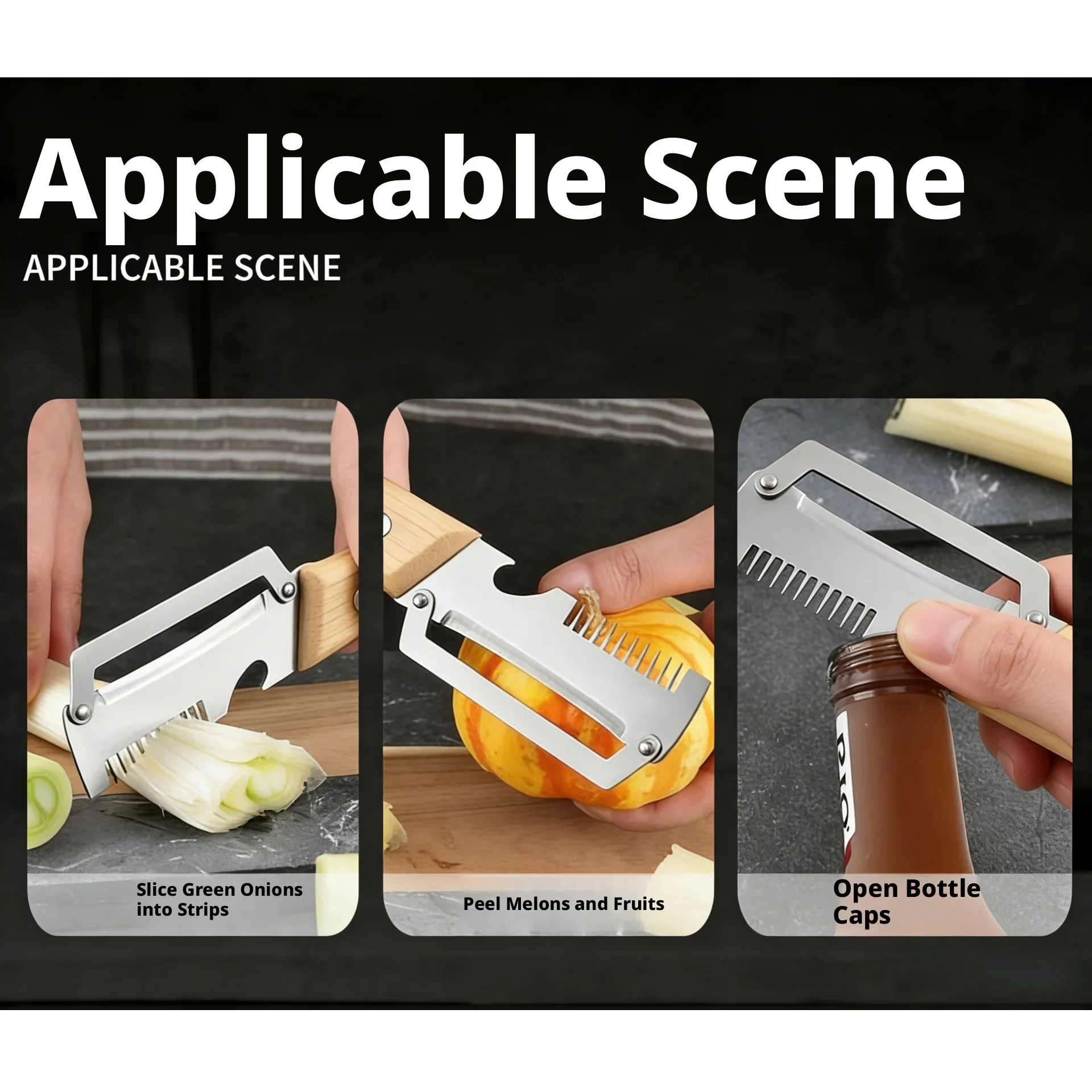 Nuevo Cuchillo Pelador Ergonómico 2026 con Mango de Madera, Pelador de Verduras de Acero Inoxidable con Mango de Madera, Pelador 2 en 1 para Frutas y Patatas