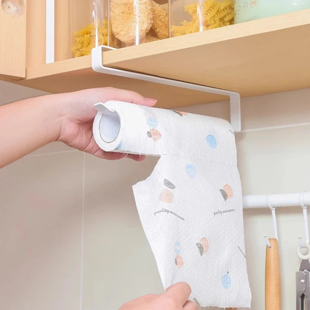 Soporte Simple para Rollo de Papel de Cocina, Colgador Metálico para Toallas, Organizador para Colgar Paños en el Armario, Estante para Papel Higiénico, Accesorio de Almacenamiento