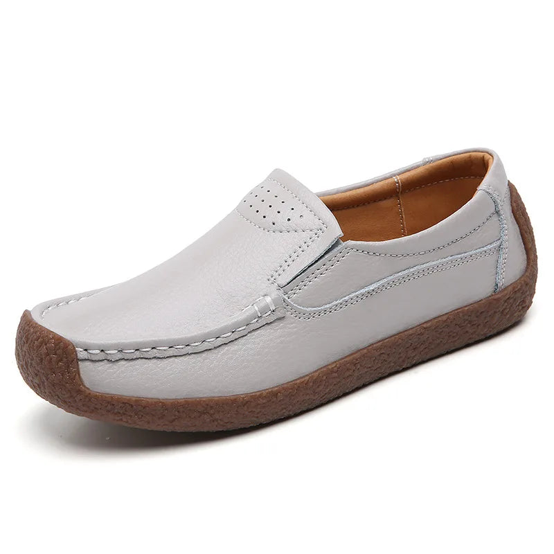 Zapatos informales De cuero genuino para Mujer, zapatillas De ocio, mocasines sin cordones De marca De lujo para Mujer, mocasines suaves para Mujer, Zapatos De Mujer