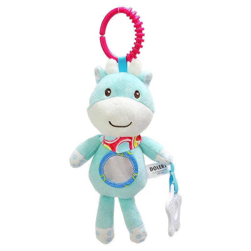 Sonajeros colgantes sensoriales para bebé, juguete de aprendizaje suave, cochecito de animales de peluche, cama de coche infantil, cuna con mordedor para bebés y niños pequeños